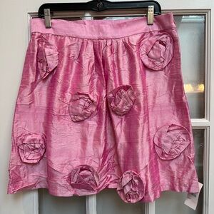Vintage Rachel & Co New York Art to Wear Silk Chic Skirt Rosette Details Size 14
